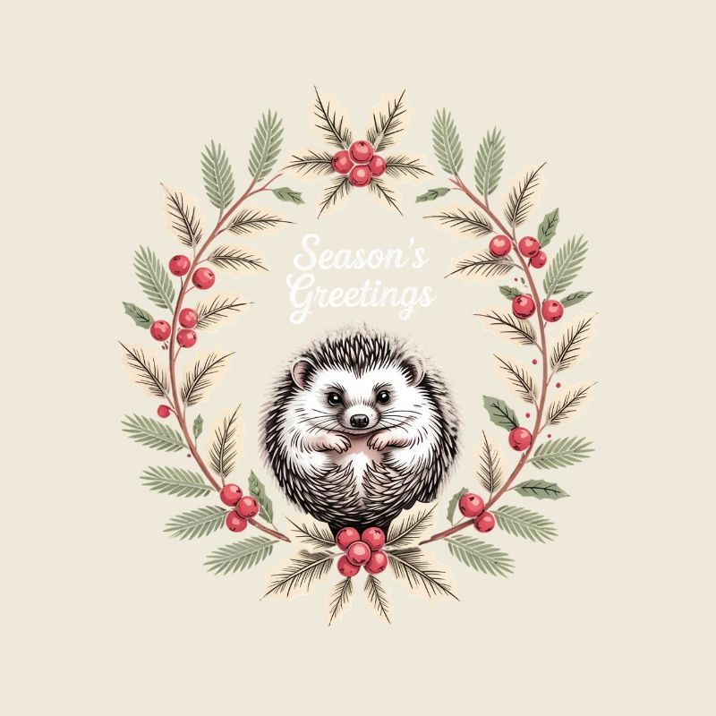 Seasons Greetings Igel Weihnachtskranz Winter