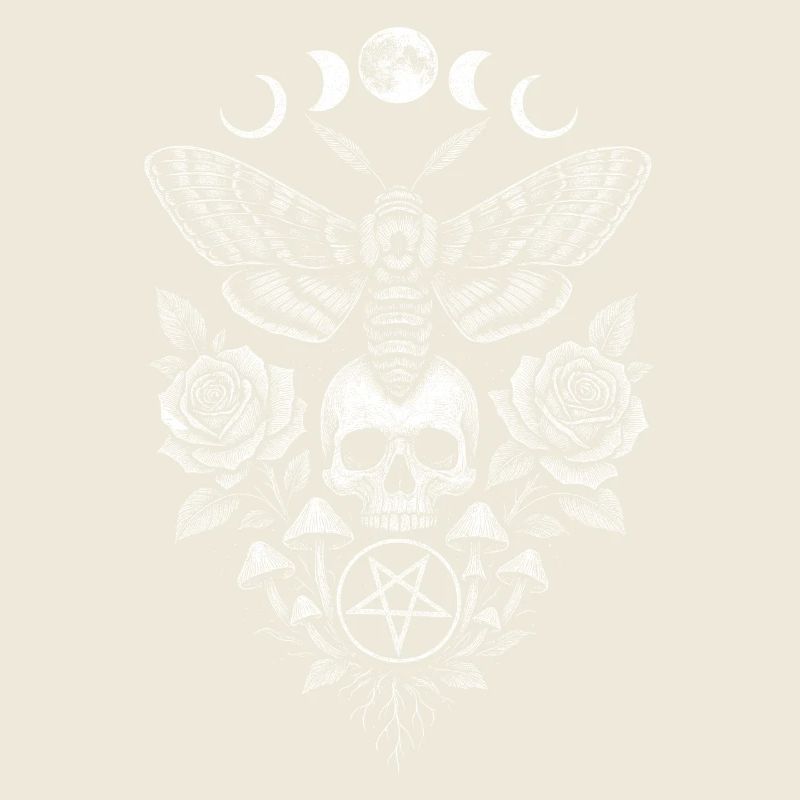 moth with skull moon phases occultism occult