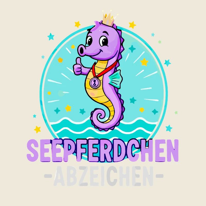 Hippocampe Badge Violet Natation Enfants
