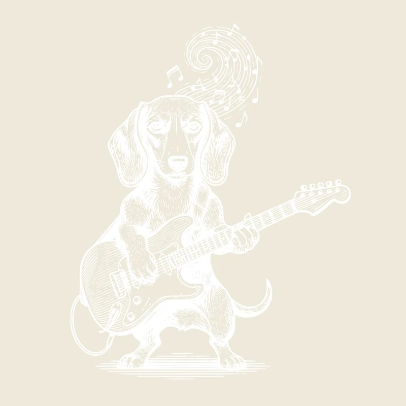 Teckel guitare jouant chien