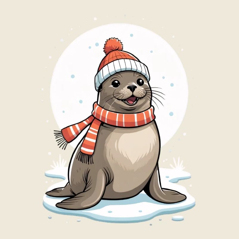 Winterliches Robbe mit Schal