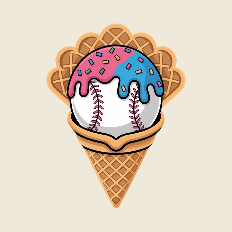 Glace de baseball dans une gaufre avec des vermicelles