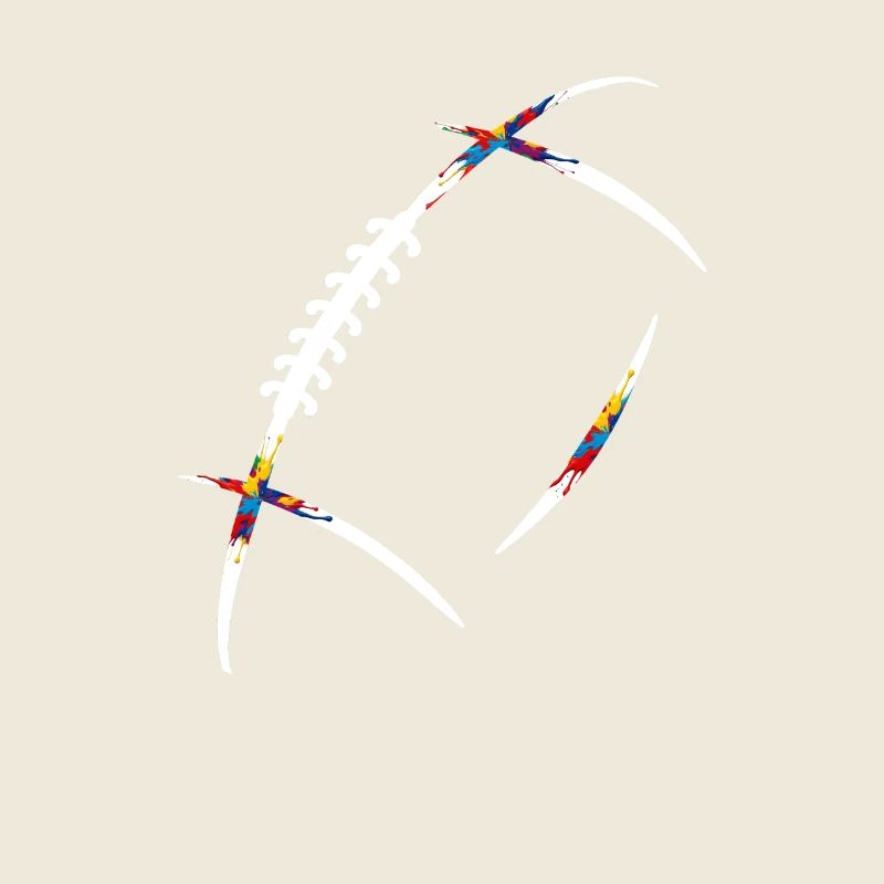 ballon de rugby éclat de couleurs 