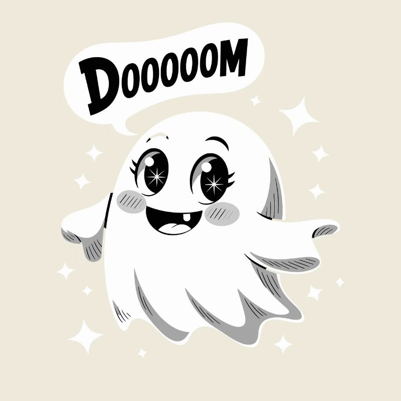 DOOOOOM Mignon Fantôme Kawaii Drôle Mignon