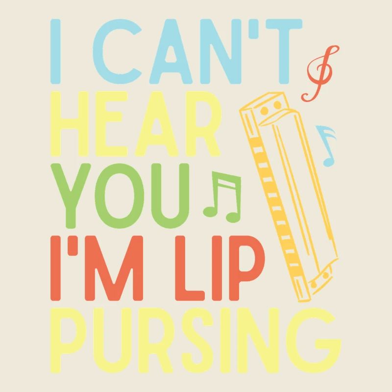 Funny Harmonica Player Lip Pursing Harmonica