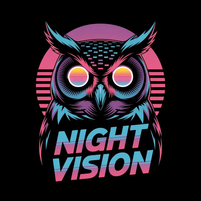 Night Vision Eule Retro Synthwave Nacht
