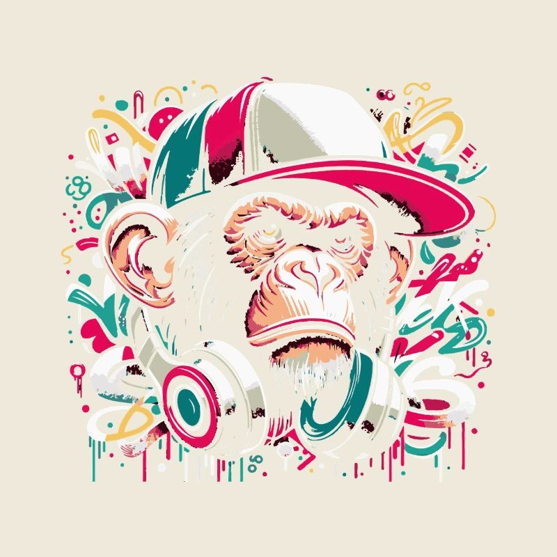 Hip Hop Monkey avec casquette et casque