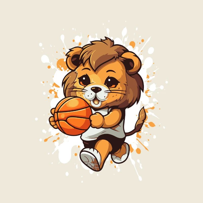 Lion basketteur : héros cartoon de jeu