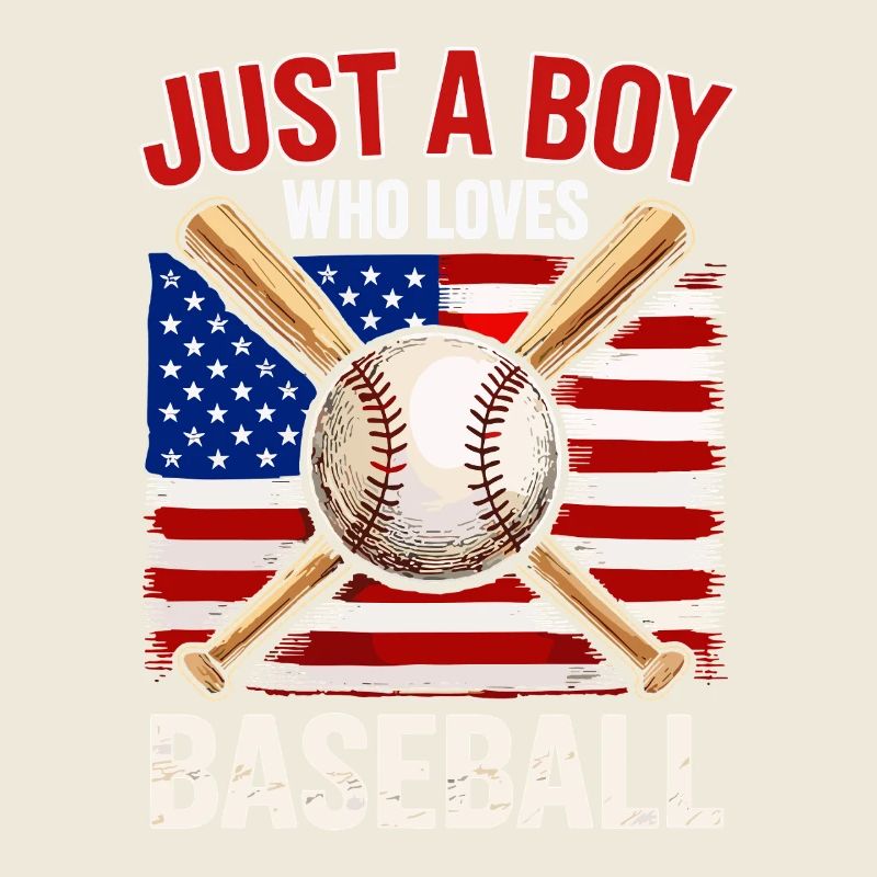 Boy loves baseball and flag