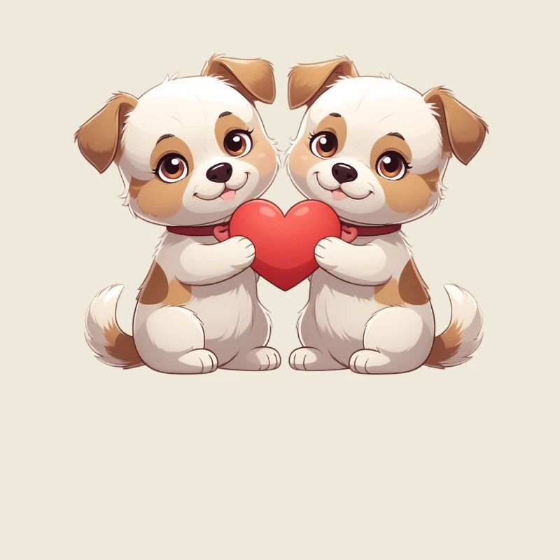 Deux chiots avec du cœur