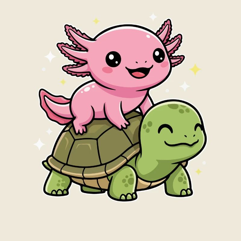 Axolotl and turtle