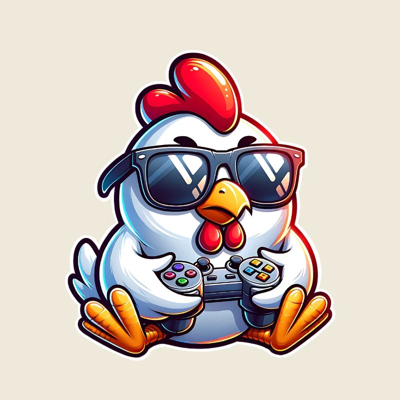 Gamer Huhn mit Controller