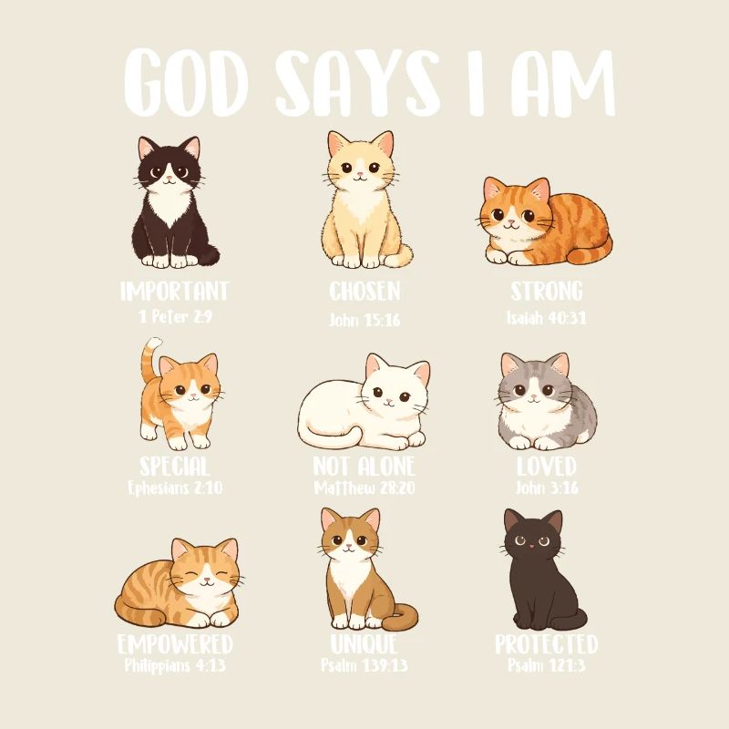 Dieu dit que je suis la foi chrétienne Bible amoureuse des chats