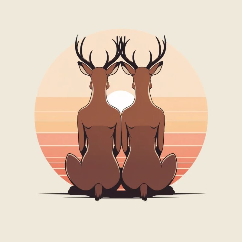 Zwei Hirsche im Abendkreis