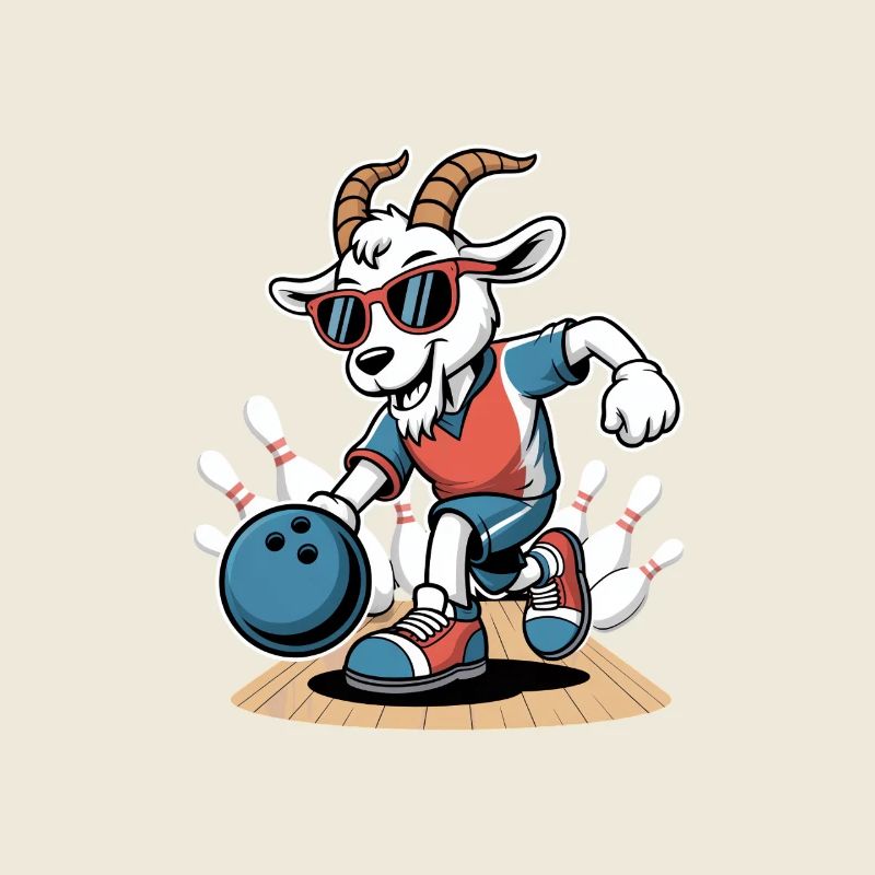 Lustige Bowling Ziege Strike Cartoon Bahn
