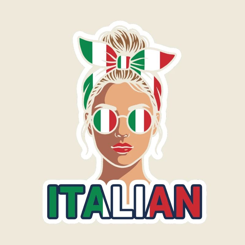 Fille italienne avec des lunettes de soleil drapeau