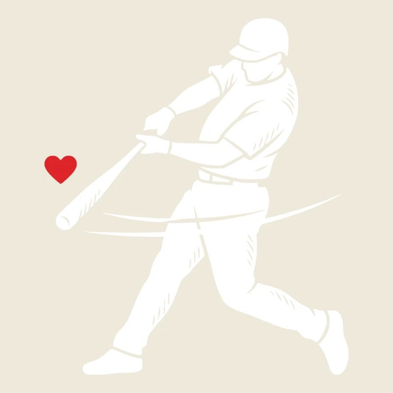 Baseball Batter Silhouette Heart