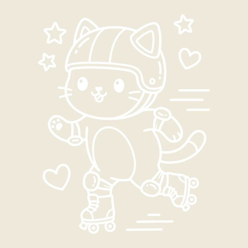 Chat Kawaii à roulettes