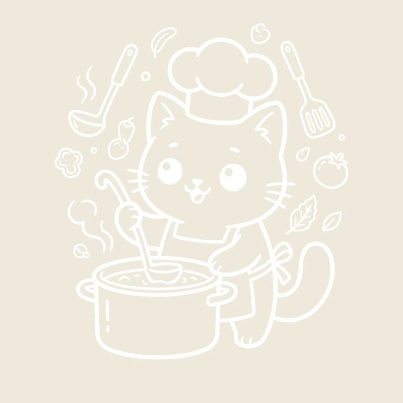Kawaii Cat Chef Cooking