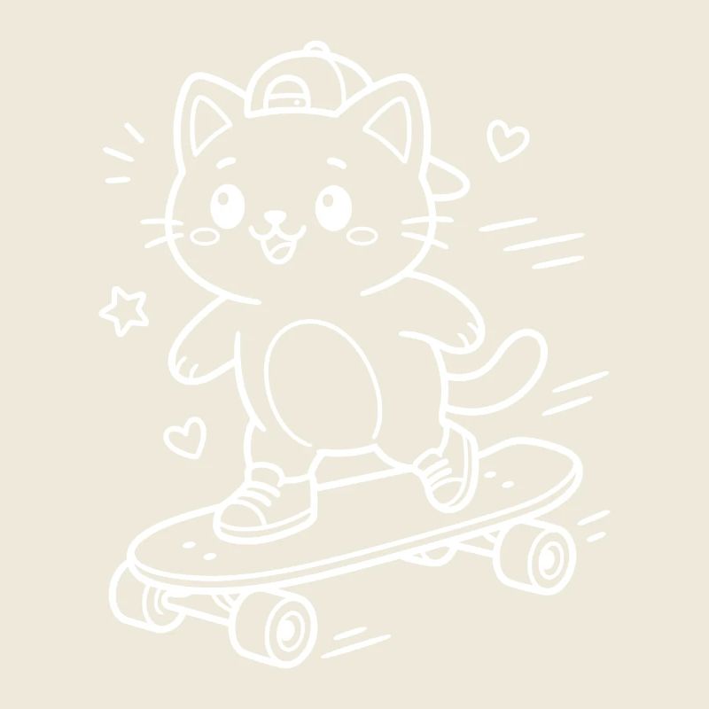 Skateboarding Kawaii Katze