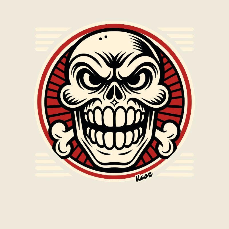 Grinsender Totenkopf mit Knochen Emblem