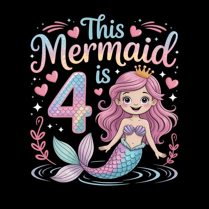 Mermaid 4th Birthday 4 Years