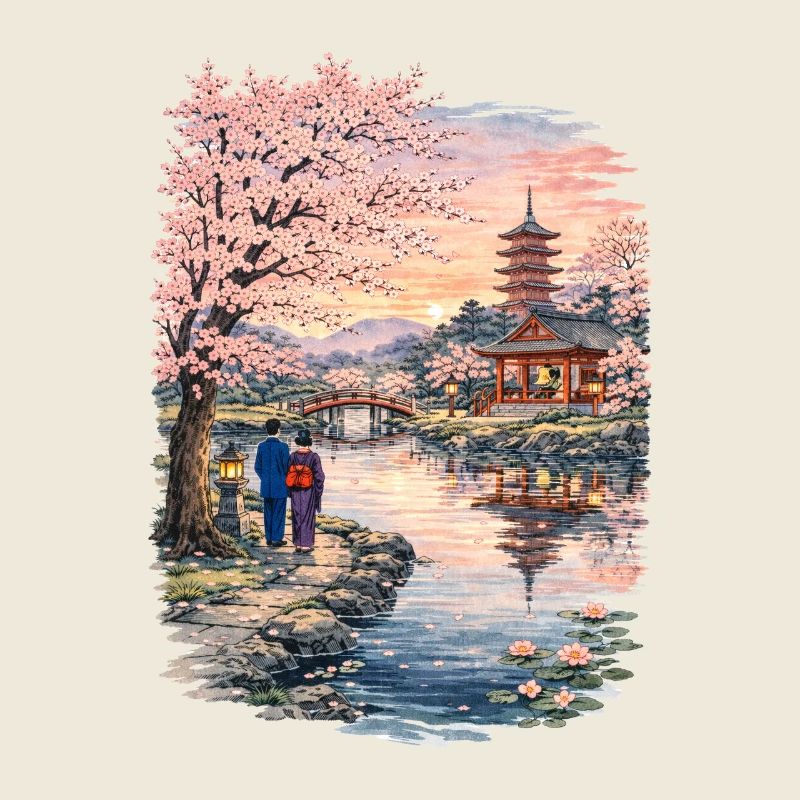 Fleurs traditionnelles de cerisier japonais