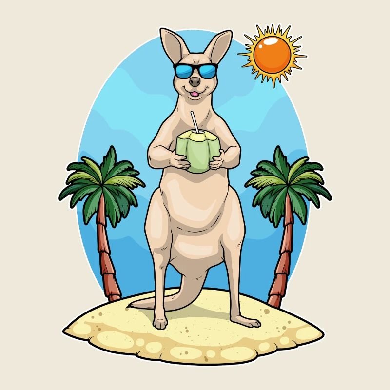 Känguru Strand Kokosnuss Sommer