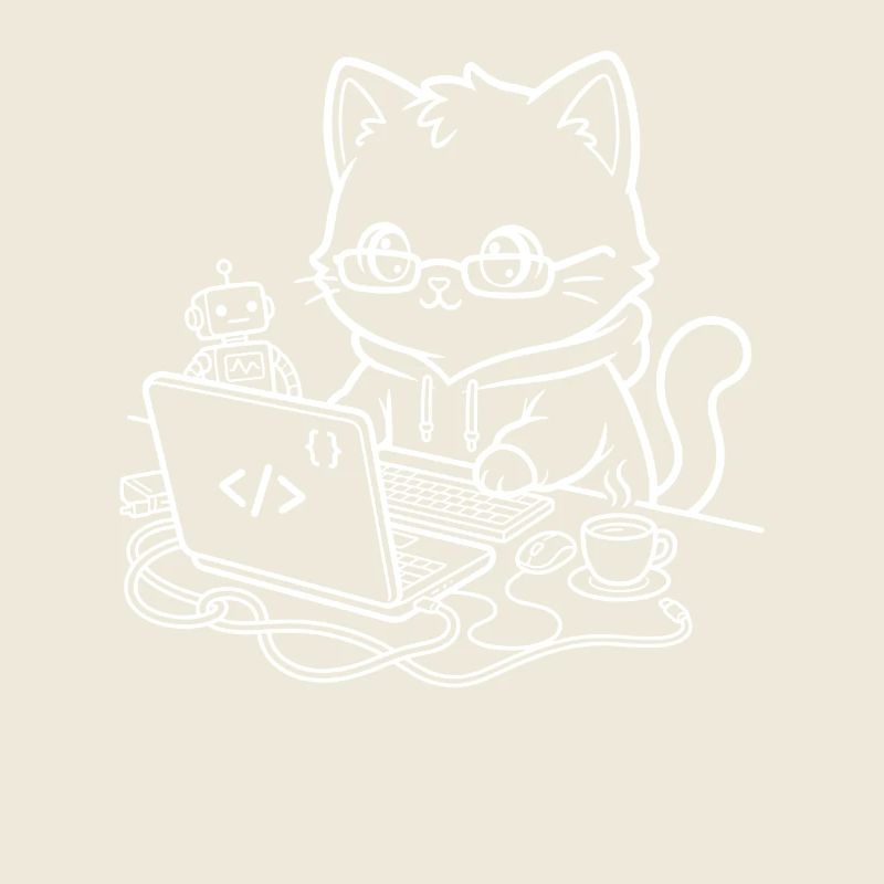 Coder Kawaii Katze Programmierer