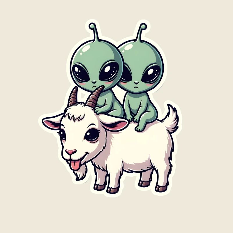 Aliens riding goat