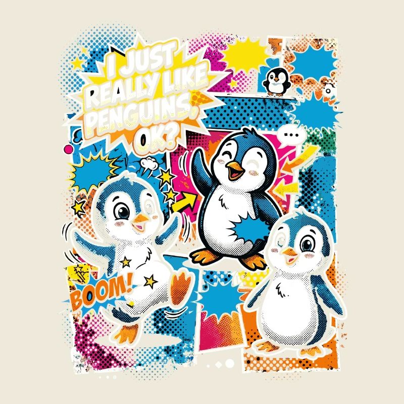 Penguin Pop Art Comic Collage