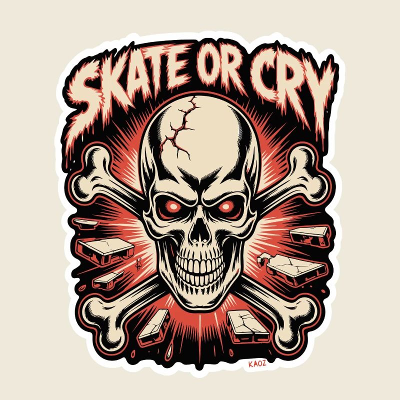 Skate- oder Cry-Skull-Tee-Design