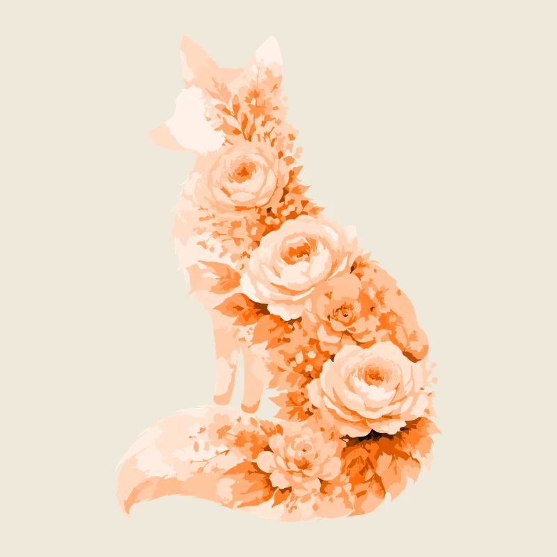 Fuchs Pastell Blumen Silhouette