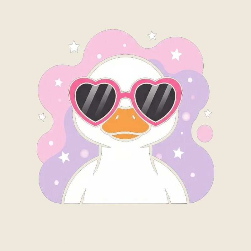 Heart Glasses Duck in Pastel Waves