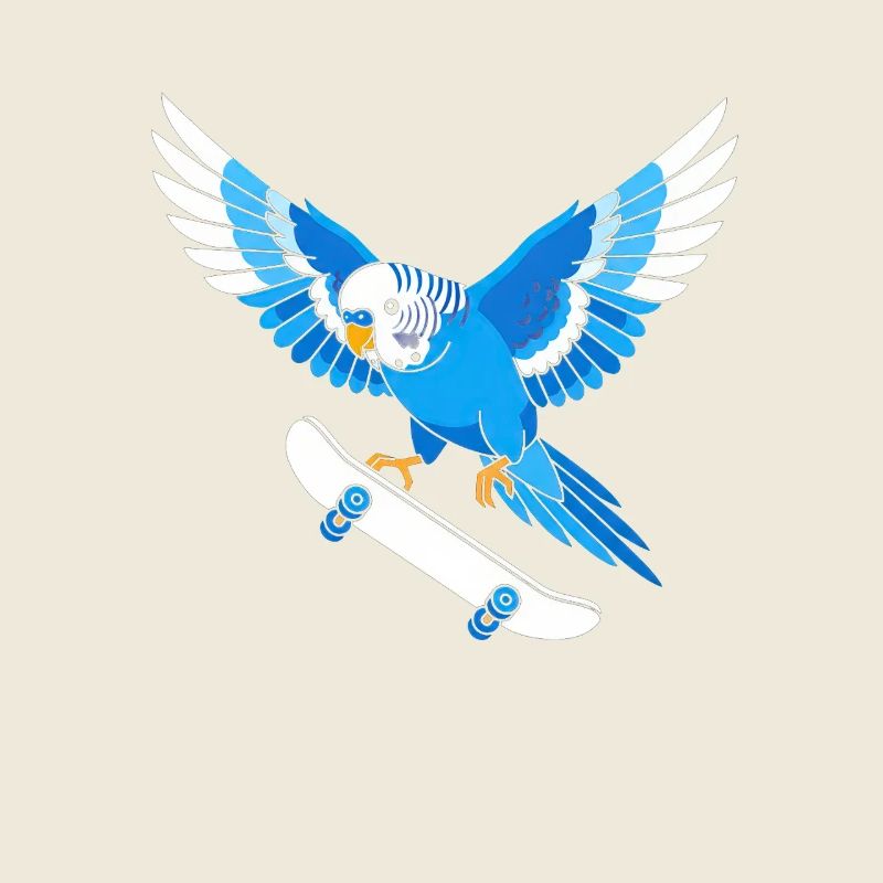 Perroquet bleu sur skateboard