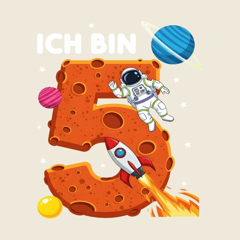 Ich bin 5 Astronaut Weltraum Geburtstag