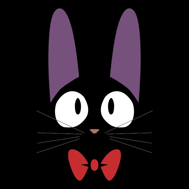 Cute black Jiji cat with red bow tie