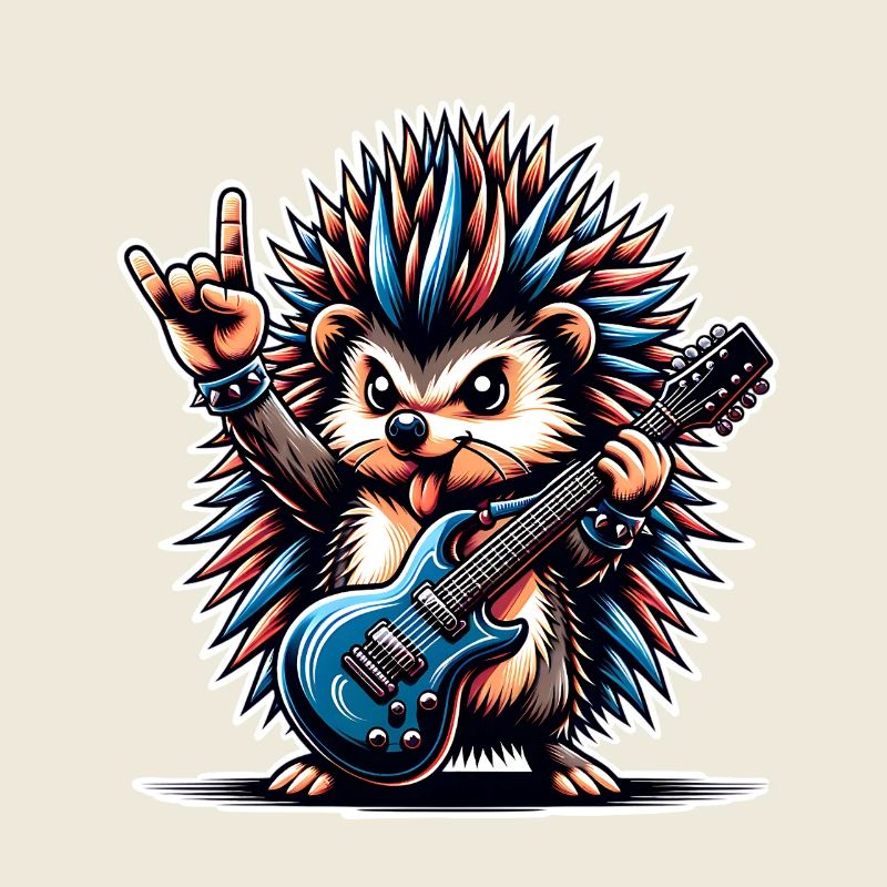 Guitare électrique Hérisson Guitariste Rock N Roll