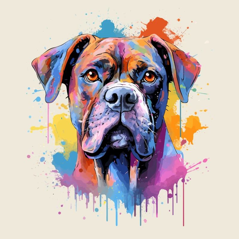 Bunte Splash Art Boxer-Hund