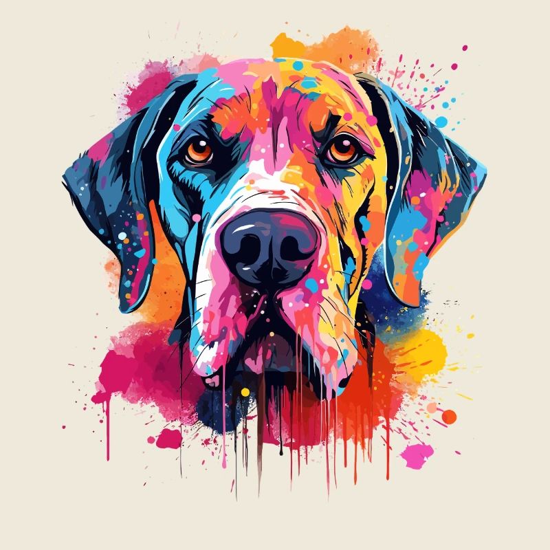 Colorful Splash Art Great Dane Dog