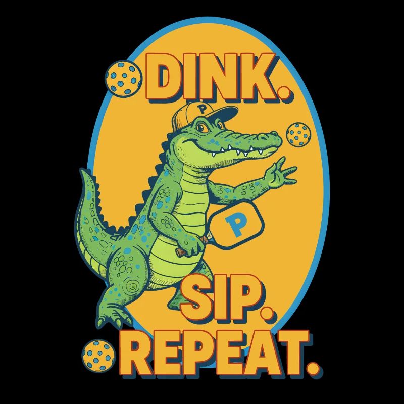 Joueur drôle de pickleball Dink Sip Repeat Love