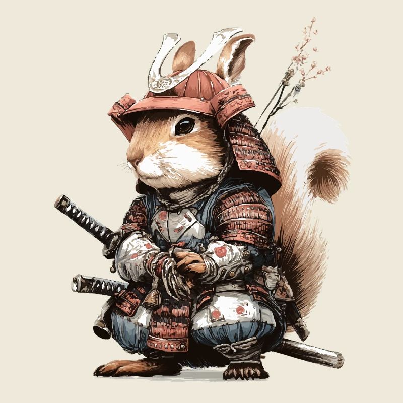 Eichhörnchen-Samurai in Rüstung