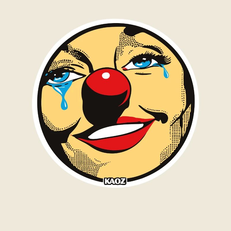 Autocollant Pop Art de Clown Pleureur