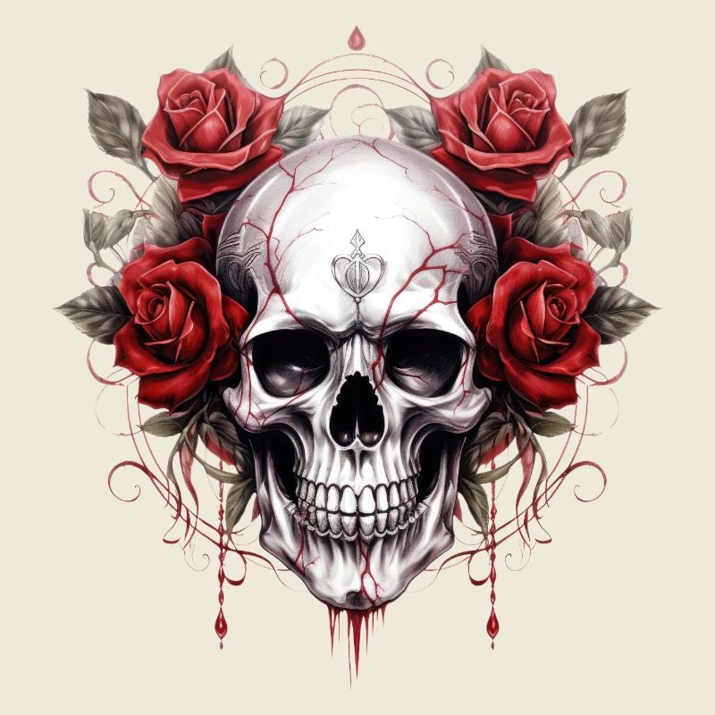 Gothique crâne Roses Art mode graphique