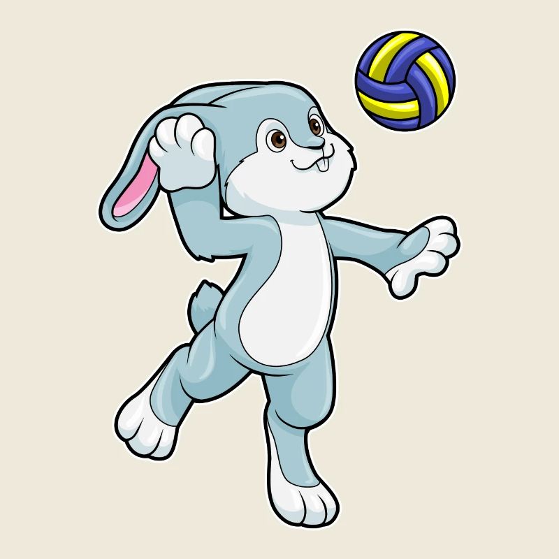Hase beim Sport mit Volleyball