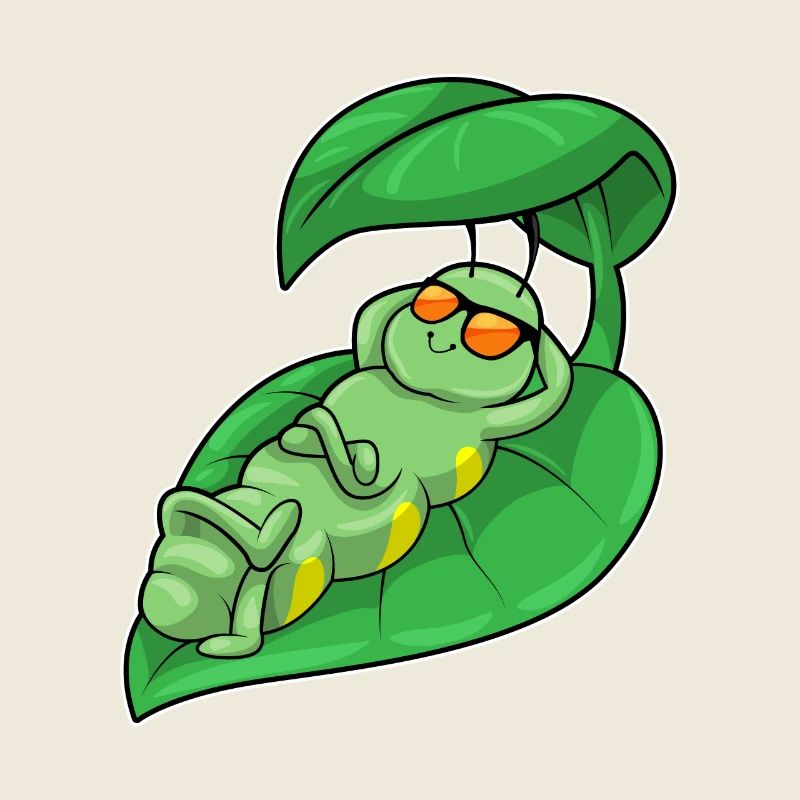 Caterpillar with leaf