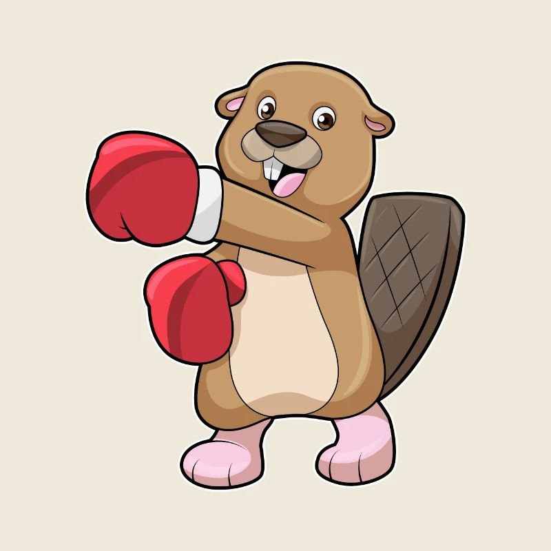 Biber beim Boxen mit Boxhandschuhe