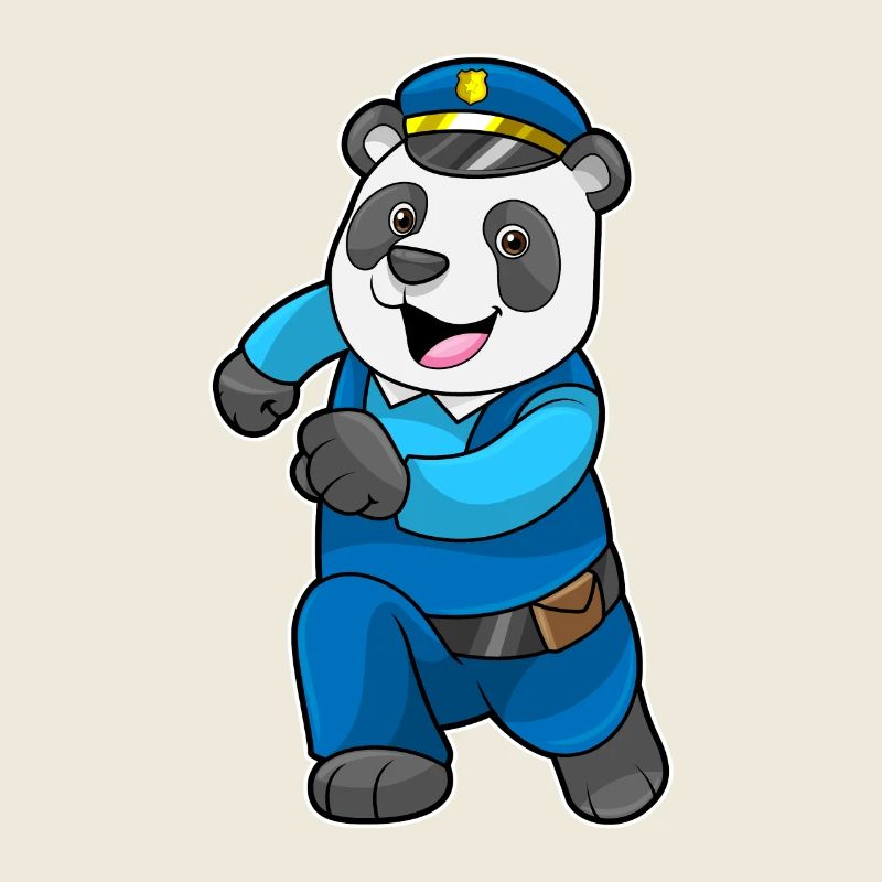Panda comme policier avec une casquette de police