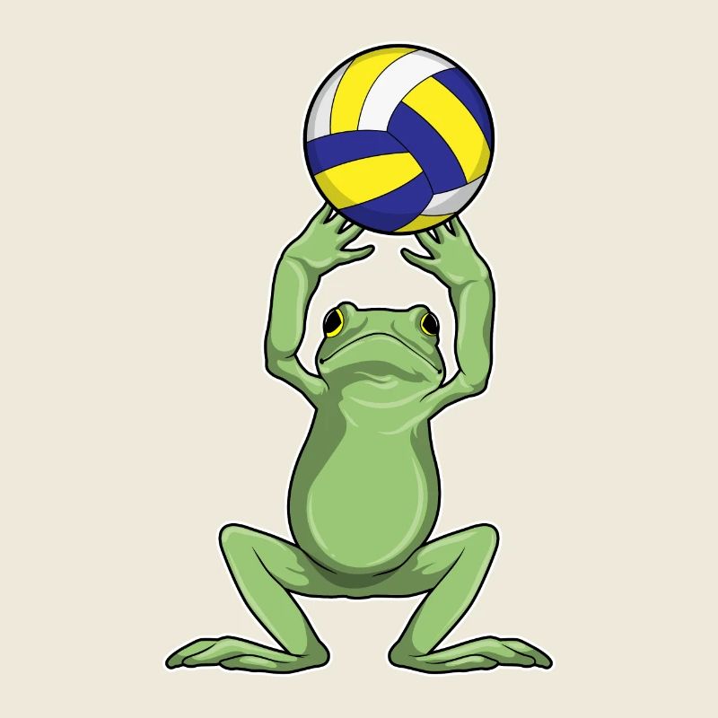 Frosch mit Volleyball