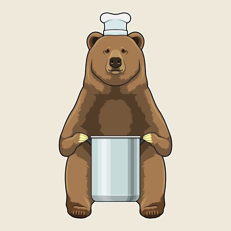 Ours comme cuisinier avec marmite